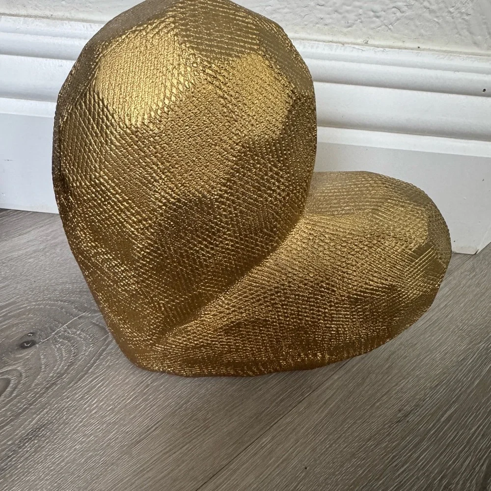 Champagne Gold Heart-Shaped Decorative Sculpture - Picture 1 of 6